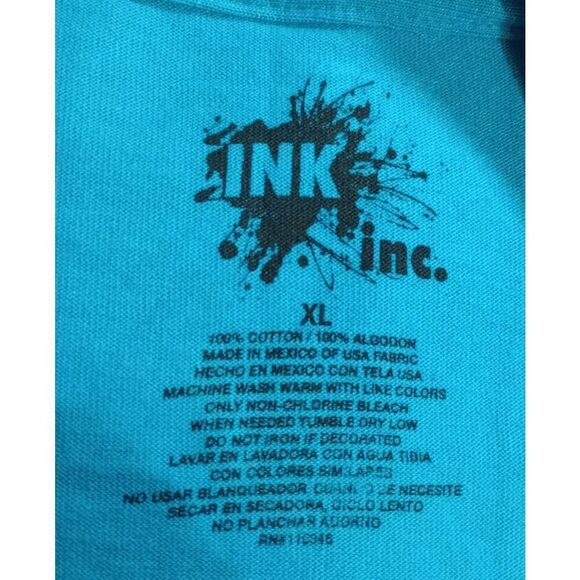 Ink Shirt Men's Extra Large Turquoise Graphic Tshirt Crew Neck Short Sleeve Funn - Picture 4 of 5